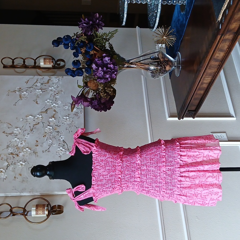 Pink Floral Ruffle Mini Dress. Size XS - Picture 5 of 17